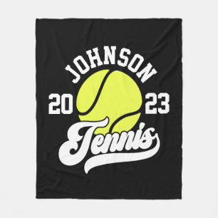 Personlig NAMN Tennis Player Racket Boll Court Fleecefilt