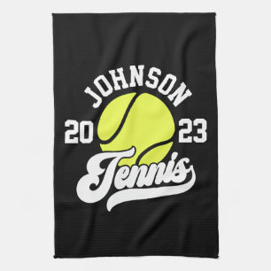 Personlig NAMN Tennis Player Racket Boll Court Kökshandduk