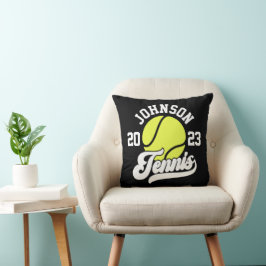 Personlig NAMN Tennis Player Racket Boll Court Kudde