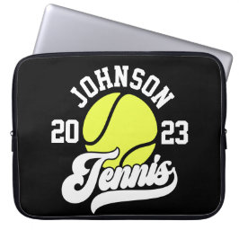 Personlig NAMN Tennis Player Racket Boll Court Laptop Fodral
