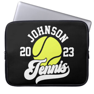 Personlig NAMN Tennis Player Racket Boll Court Laptop Fodral