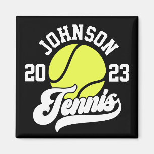 Personlig NAMN Tennis Player Racket Boll Court Magnet