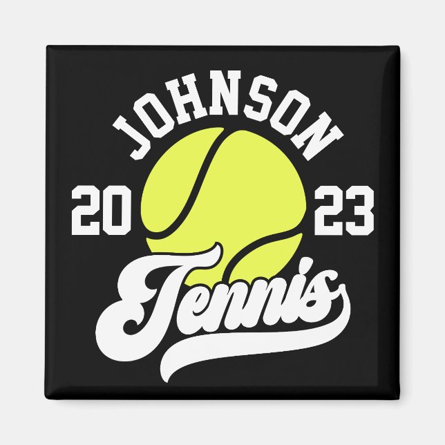 Personlig NAMN Tennis Player Racket Boll Court Magnet (Framsidan)