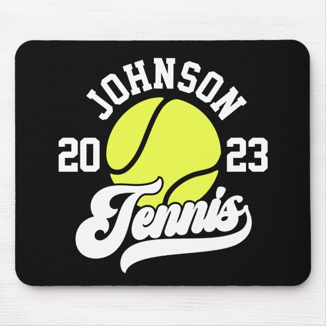 Personlig NAMN Tennis Player Racket Boll Court Musmatta (Framsidan)