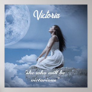 Personlig Namn Text Måne Girl Fantasy Poster