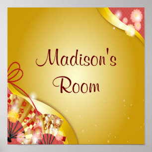 Personlig Namn Text Rosa Guld Blommigt Abstrakt Poster