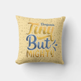 Personlig NAMN Tiny but milt Gult Star Blue Kudde