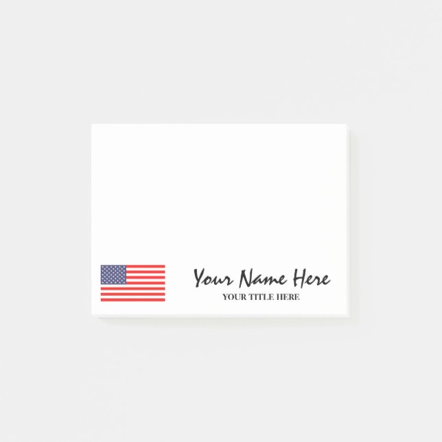 Personlig namn & Titel patriotisk amerikansk flagg Post-it Block (Framsida)