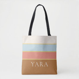Personlig namn toteväska | Randig sommar design Tygkasse