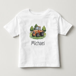 Personlig Namn Traktor Gård Vattenfärg T Shirt
