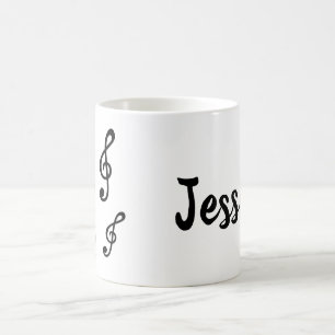 Personlig Namn Treble Clefs Musik noter Music Kaffemugg