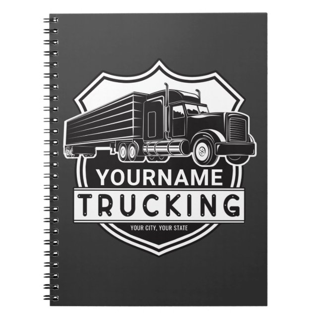 Personlig NAMN Trucking Big Rig Semi Trucker Anteckningsbok (Framsidan)