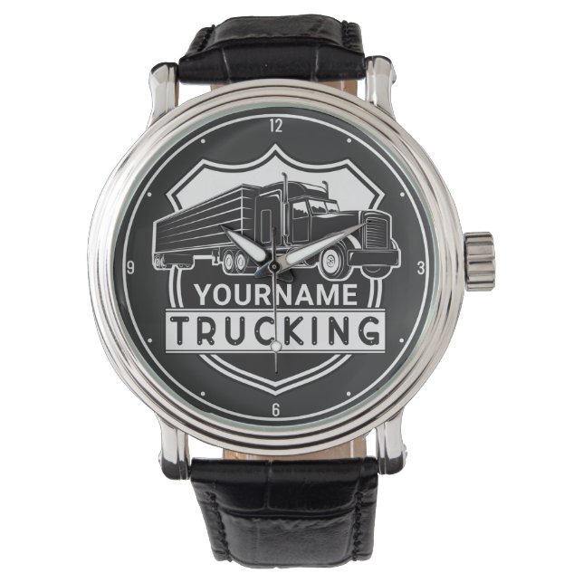 Personlig NAMN Trucking Big Rig Semi Trucker Armbandsur (Framsida)