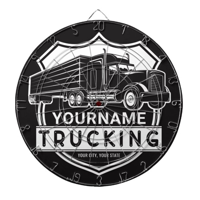 Personlig NAMN Trucking Big Rig Semi Trucker Darttavla (Framsidan)