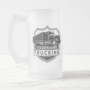 Personlig NAMN Trucking Big Rig Semi Trucker Frostat Ölglas