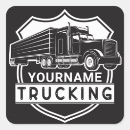 Personlig NAMN Trucking Big Rig Semi Trucker Fyrkantigt Klistermärke