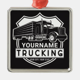 Personlig NAMN Trucking Big Rig Semi Trucker Julgransprydnad Metall