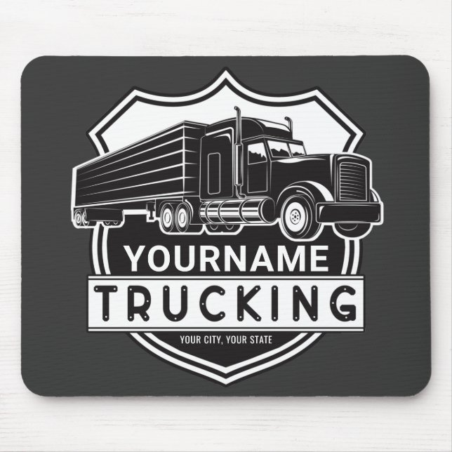 Personlig NAMN Trucking Big Rig Semi Trucker Musmatta (Framsidan)