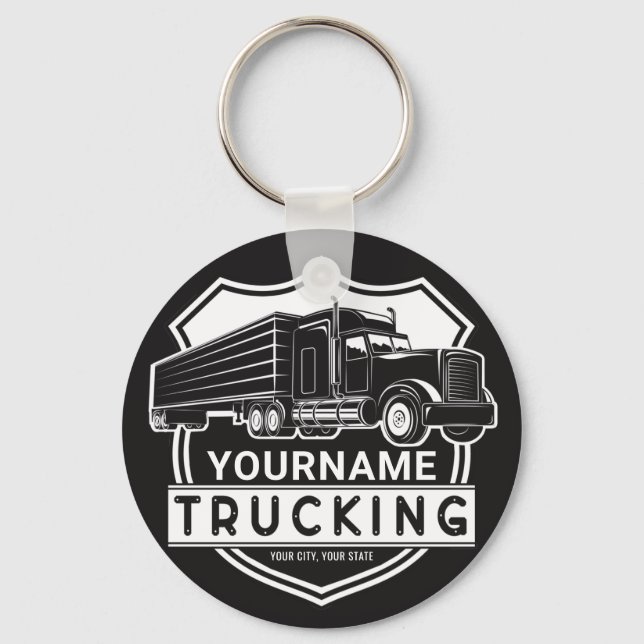 Personlig NAMN Trucking Big Rig Semi Trucker Nyckelring (Framsida)