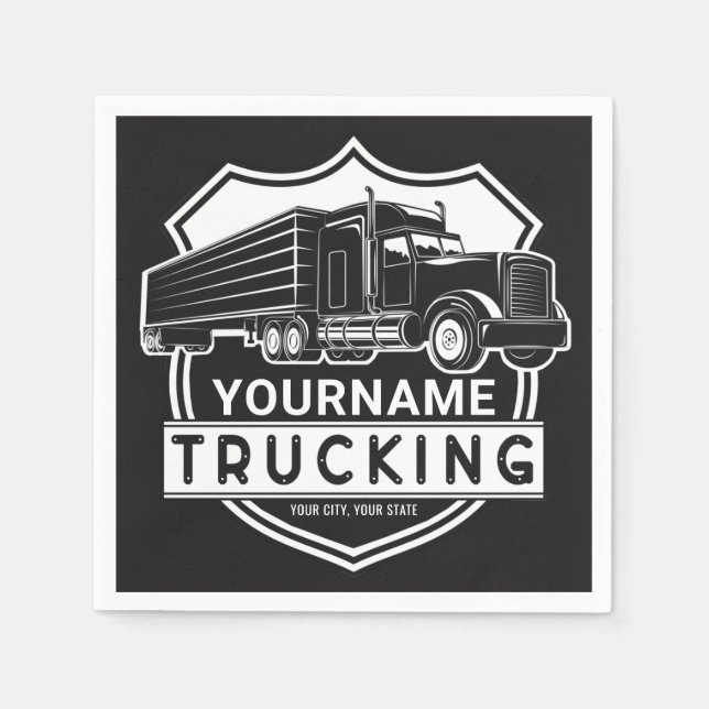 Personlig NAMN Trucking Big Rig Semi Trucker Pappersservett (Framsidan)