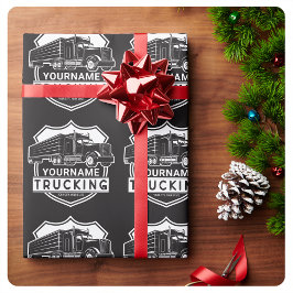 Personlig NAMN Trucking Big Rig Semi Trucker Presentpapper