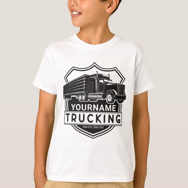 Personlig NAMN Trucking Big Rig Semi Trucker T Shirt (Framsida)