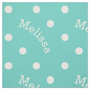 Personlig Namn Turfullare Teal Blue Polka Dot Tyg