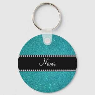 Personlig namn turkos glitter nyckelring