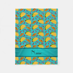 Personlig namn turkos tacos sombreros chilis fleecefilt