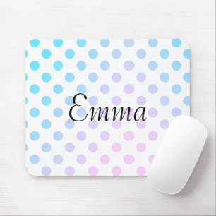 Personlig Namn Typografi Blue Rosa Polkadot Musmatta