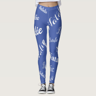 Personlig Namn Typografi, medelblått teckensnitt Leggings