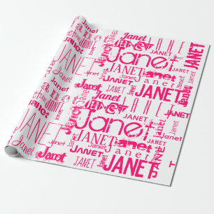 Personlig Namn Typografi Shock rosa Presentpapper