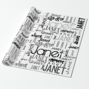 Personlig Namn Typography Black Grått Ord Cloud Presentpapper