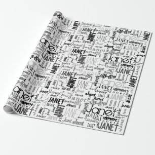 Personlig Namn Typography Black Grått Ord Cloud Presentpapper