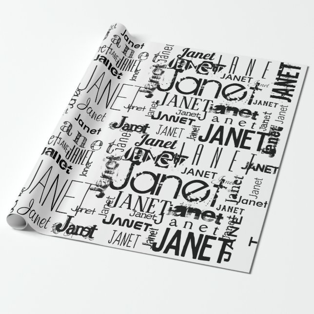 Personlig Namn Typography Black Ord Cloud Presentpapper (Utrullad)