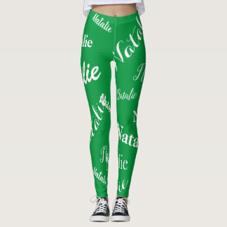 Personlig Namn Typography Font Kelly Grönt Leggings