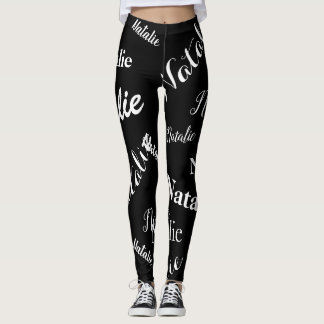 Personlig Namn Typography Font Mönster Black Leggings