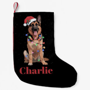 Personlig Namn Tysk Schäferhund Jul Hund Liten Julstrumpa
