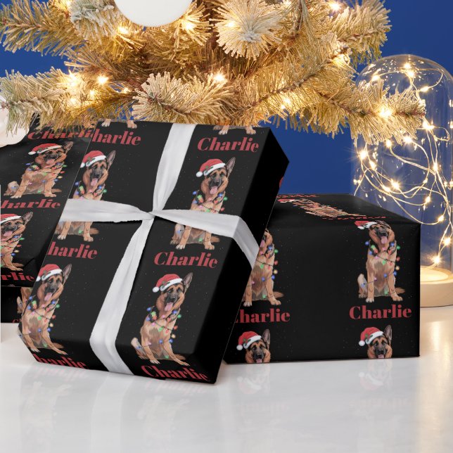Personlig Namn Tysk Schäferhund Jul Hund Presentpapper (Helgdagar)