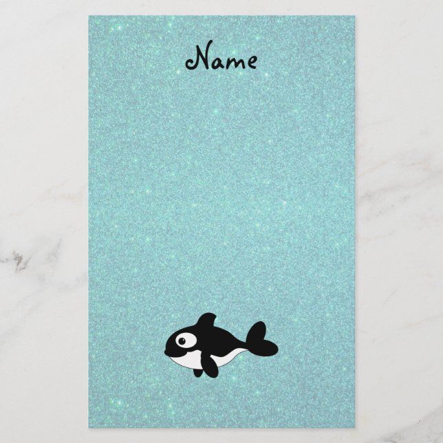 Personlig namn-valsköldpaddan glitter brevpapper (Framsida)