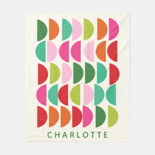 Personlig Namn Vibrant Playfull Geometric Modern Fleecefilt