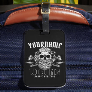 Personlig NAMN Viking Nordic Warrior Heritage Bagagebricka