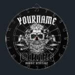 Personlig NAMN Viking Nordic Warrior Heritage Darttavla<br><div class="desc">Personlig NAMN Viking Nordic Warrior Heritage design - Anpassa med namn eller Anpassningsbar Text</div>