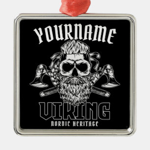 Personlig NAMN Viking Nordic Warrior Heritage Julgransprydnad Metall
