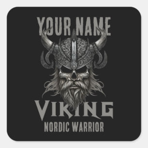 Personlig NAMN Viking Warrior Heritage Fyrkantigt Klistermärke