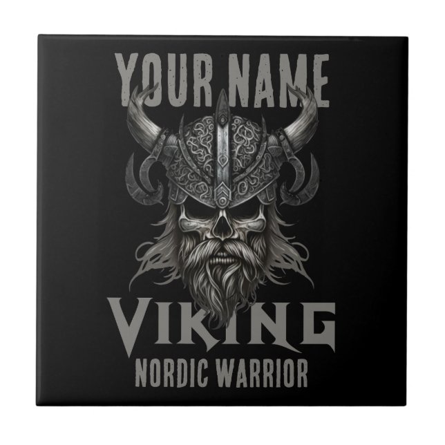 Personlig NAMN Viking Warrior Heritage Kakelplatta (Framsidan)