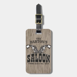Personlig NAMN Vilda western Gun Revolver Saloon Bagagebricka