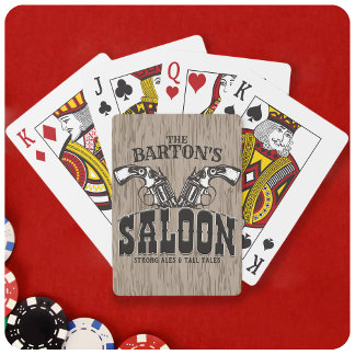 Personlig NAMN Vilda western Gun Revolver Saloon Casinokort