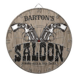 Personlig NAMN Vilda western Gun Revolver Saloon Darttavla