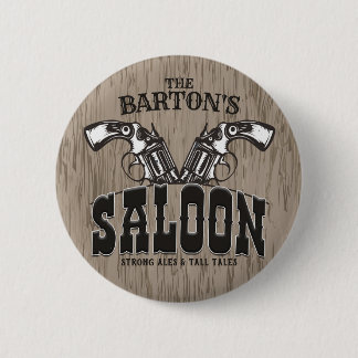 Personlig NAMN Vilda western Gun Revolver Saloon Knapp